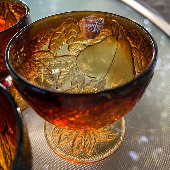 Vintage Tiara Exclusive Dark Amber Low Stem Glass set of 5 - Picture 10 of 10